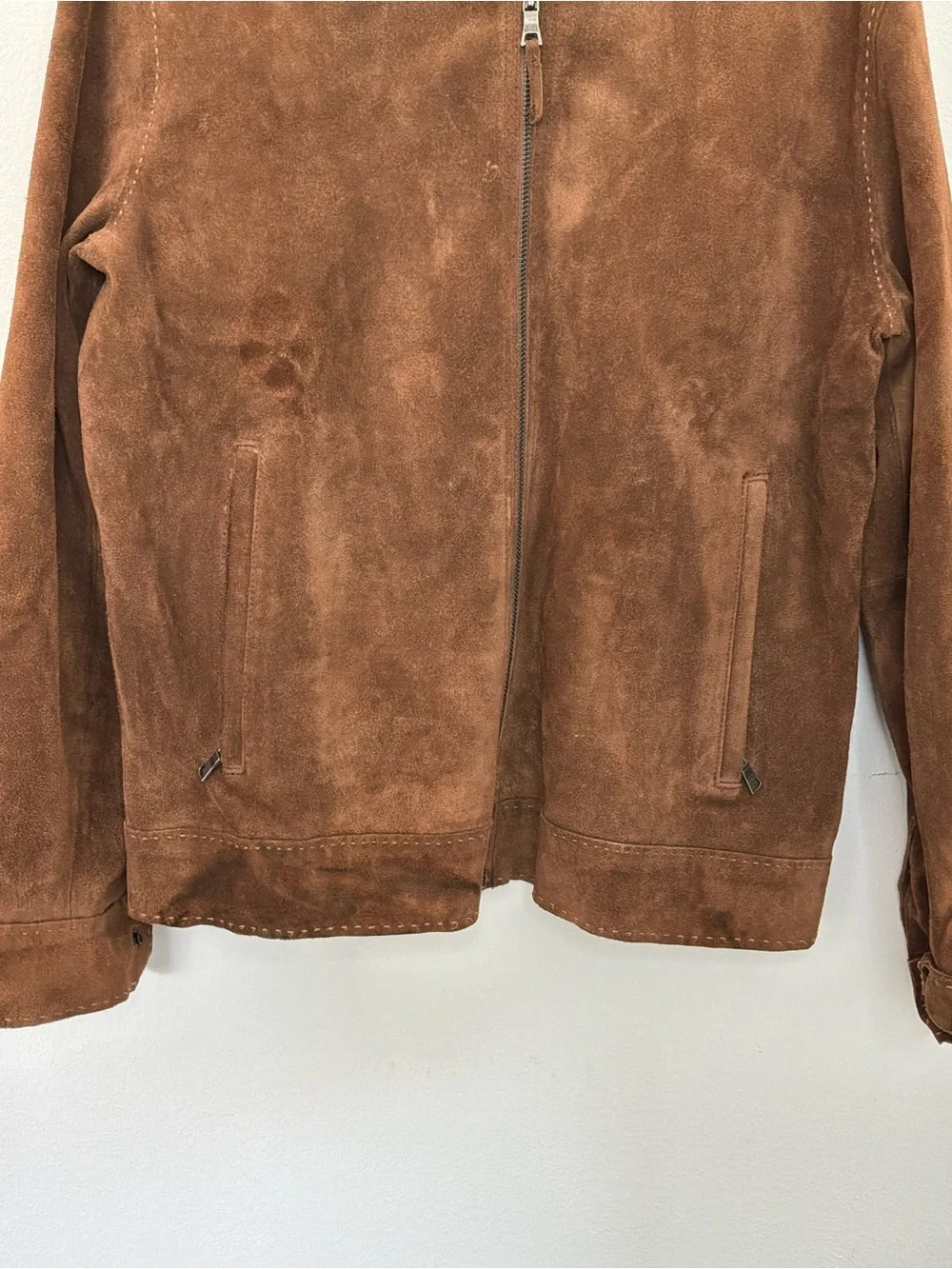 Banana Republic Genuine Suede Leather Brown Zip Jacket Size Small Y2K